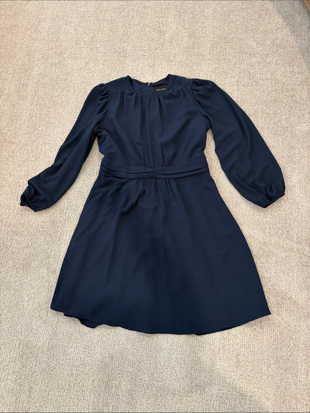 Donna Morgan Navy Long Sleeve A-Line Dress